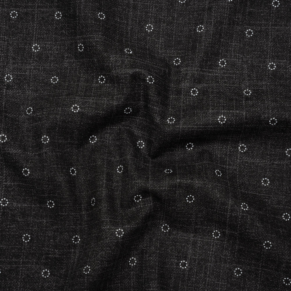 Printed Quilting Cotton by Ghazal Razavi for FIGO Studio - Black Stitches Circles - Stash Collection - Drape Printed Quilting Cotton by Ghazal Razavi for FIGO Studio - Black Stitches Circles - Stash Collection - Drape