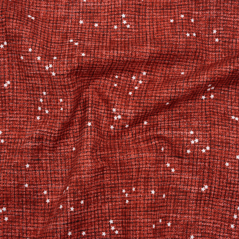 Printed Quilting Cotton by Ghazal Razavi for FIGO Studio - Red Checks and Stars - Stash Collection Printed Quilting Cotton by Ghazal Razavi for FIGO Studio - Red Checks and Stars - Stash Collection