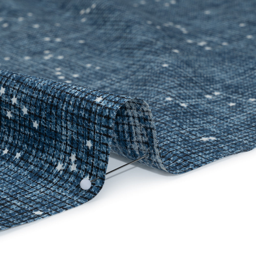 Printed Quilting Cotton by Ghazal Razavi for FIGO Studio - Blue Checks and Stars - Stash Collection Full Printed Quilting Cotton by Ghazal Razavi for FIGO Studio - Blue Checks and Stars - Stash Collection Full