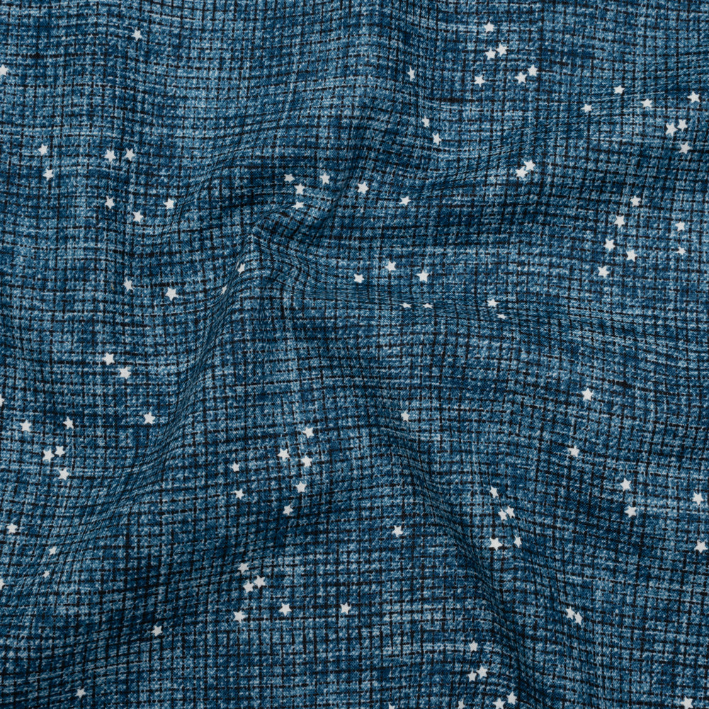 Printed Quilting Cotton by Ghazal Razavi for FIGO Studio - Blue Checks and Stars - Stash Collection Printed Quilting Cotton by Ghazal Razavi for FIGO Studio - Blue Checks and Stars - Stash Collection