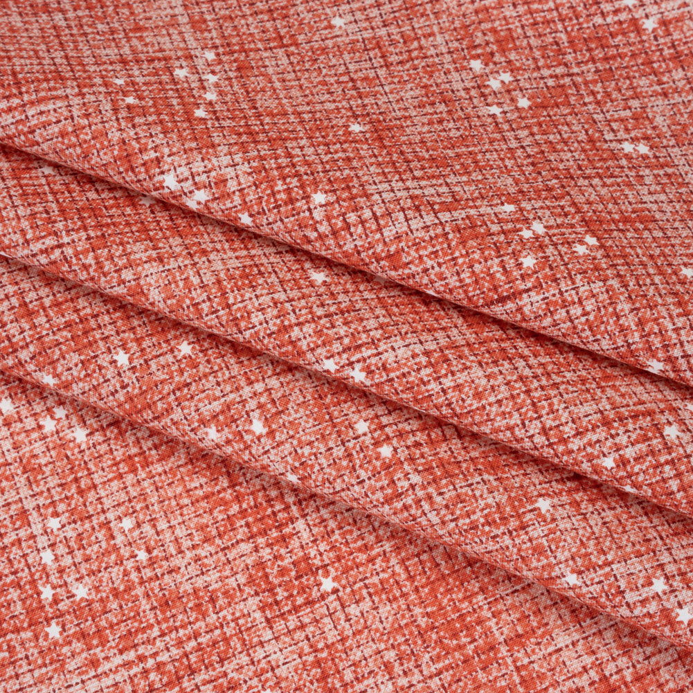 Printed Quilting Cotton by Ghazal Razavi for FIGO Studio - Orange Checks and Stars - Stash Collection - Detail Printed Quilting Cotton by Ghazal Razavi for FIGO Studio - Orange Checks and Stars - Stash Collection - Detail