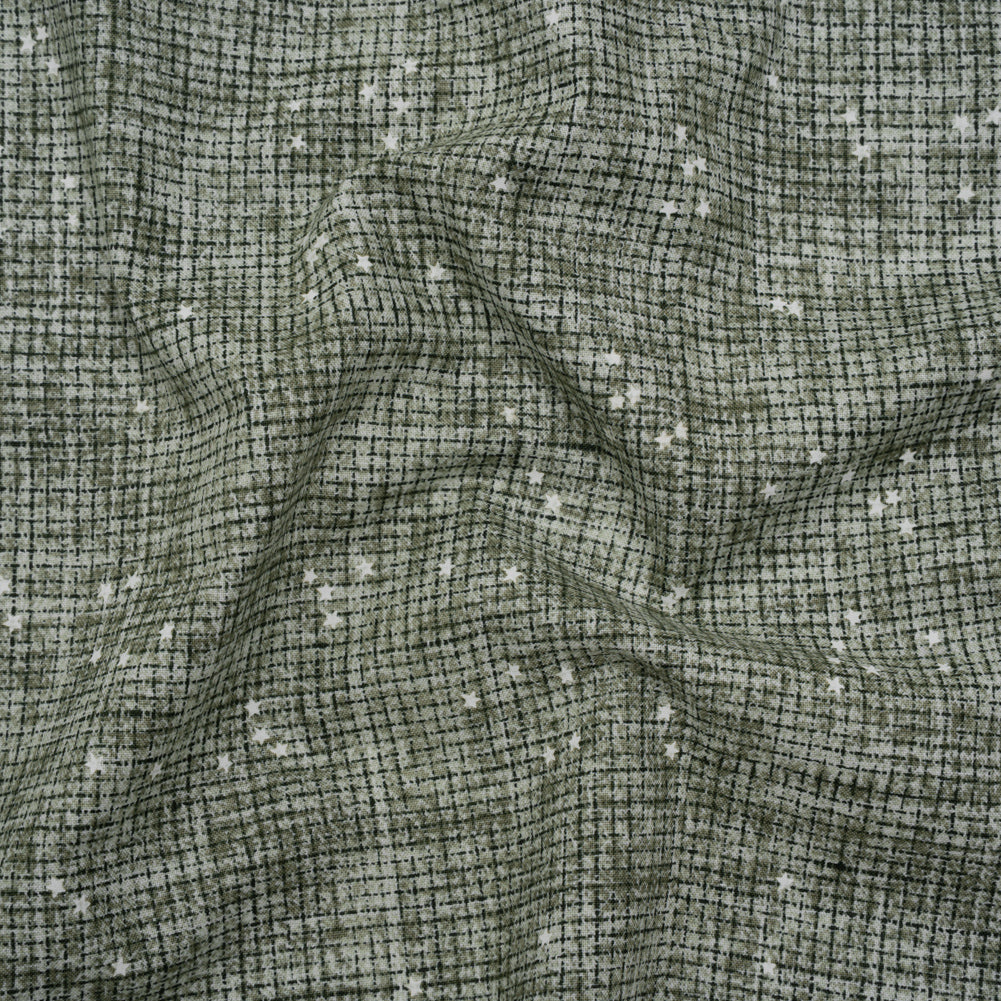 Printed Quilting Cotton by Ghazal Razavi for FIGO Studio - Sage Checks and Stars - Stash Collection Printed Quilting Cotton by Ghazal Razavi for FIGO Studio - Sage Checks and Stars - Stash Collection