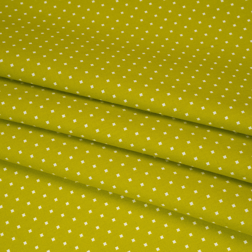 Printed Quilting Cotton by Heather Bailey for FIGO Studio - Chartreuse Lottie Dot Square Polka Dots - Pop Sugar Collection - Detail Printed Quilting Cotton by Heather Bailey for FIGO Studio - Chartreuse Lottie Dot Square Polka Dots - Pop Sugar Collection - Detail