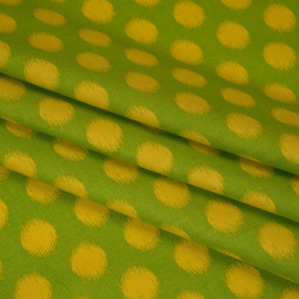Printed Quilting Cotton by Heather Bailey for FIGO Studio - Green Top Dot Ikat Polka Dots - Pop Sugar Collection - Detail Printed Quilting Cotton by Heather Bailey for FIGO Studio - Green Top Dot Ikat Polka Dots - Pop Sugar Collection - Detail