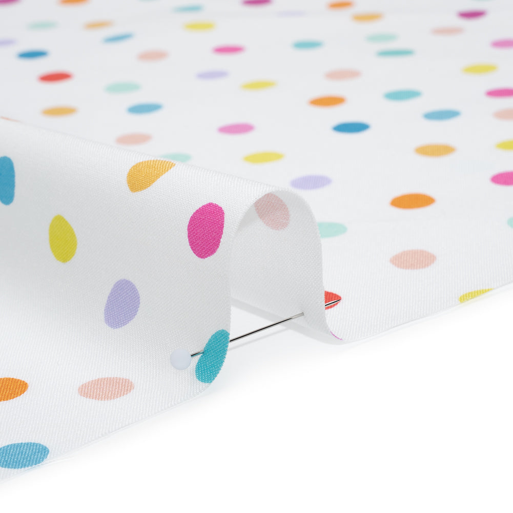 Printed Quilting Cotton by Ghazal Razavi for FIGO Studio - Rainbow and White Pom Poms - Dovetail Collection Detail Printed Quilting Cotton by Ghazal Razavi for FIGO Studio - Rainbow and White Pom Poms - Dovetail Collection Detail