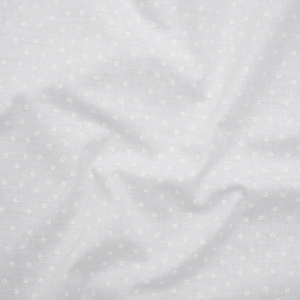 Printed Quilting Cotton by Ghazal Razavi for FIGO Studio - White on White Magnets - Dovetail Collection Printed Quilting Cotton by Ghazal Razavi for FIGO Studio - White on White Magnets - Dovetail Collection