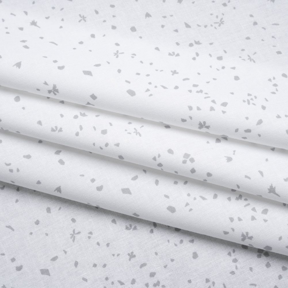 Printed Quilting Cotton by Ghazal Razavi for FIGO Studio - White and Gray Petals - Dovetail Collection Folded Printed Quilting Cotton by Ghazal Razavi for FIGO Studio - White and Gray Petals - Dovetail Collection Folded