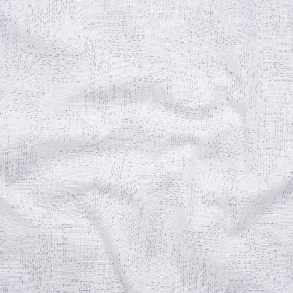 Printed Quilting Cotton by Ghazal Razavi for FIGO Studio - White and Gray Stitches - Dovetail Collection Printed Quilting Cotton by Ghazal Razavi for FIGO Studio - White and Gray Stitches - Dovetail Collection