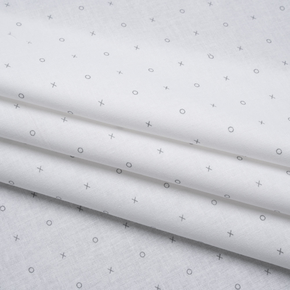 Printed Quilting Cotton by Ghazal Razavi for FIGO Studio - White and Gray XO Grid - Dovetail Collection Printed Quilting Cotton by Ghazal Razavi for FIGO Studio - White and Gray XO Grid - Dovetail Collection