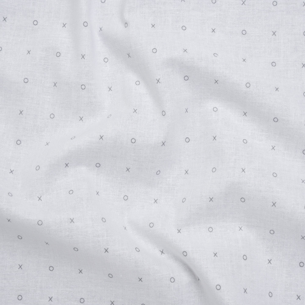 Printed Quilting Cotton by Ghazal Razavi for FIGO Studio - White and Gray XO Grid - Dovetail Collection Printed Quilting Cotton by Ghazal Razavi for FIGO Studio - White and Gray XO Grid - Dovetail Collection
