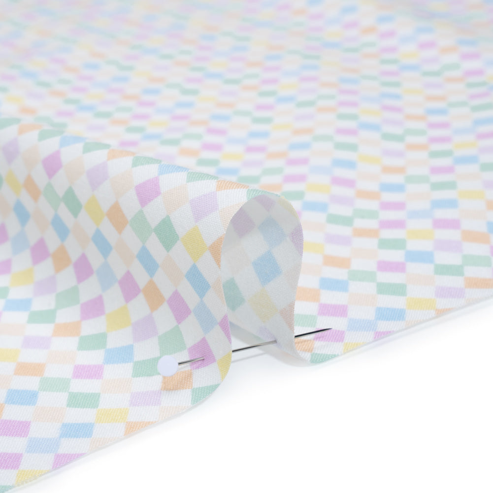Printed Quilting Cotton by Ghazal Razavi for FIGO Studio - Pastel Rainbow and White Diamonds - Dovetail Collection Detail Printed Quilting Cotton by Ghazal Razavi for FIGO Studio - Pastel Rainbow and White Diamonds - Dovetail Collection Detail