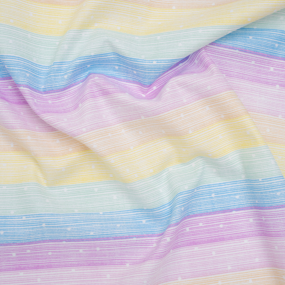 Printed Quilting Cotton by Ghazal Razavi for FIGO Studio - Pastel Rainbow and White Icing Stripes and Dots - Dovetail Collection Printed Quilting Cotton by Ghazal Razavi for FIGO Studio - Pastel Rainbow and White Icing Stripes and Dots - Dovetail Collection
