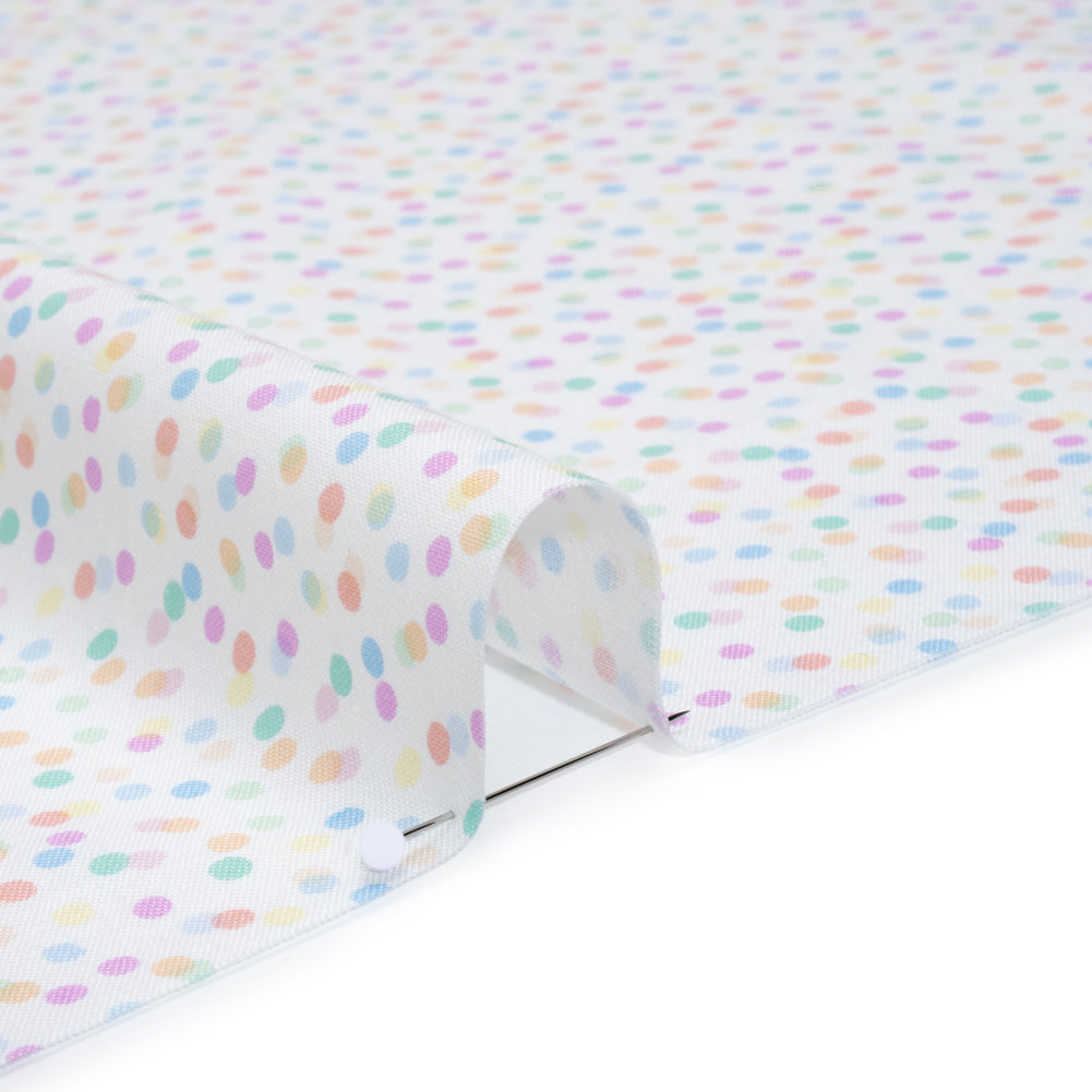 Printed Quilting Cotton by Ghazal Razavi for FIGO Studio - Pastel Rainbow and White Candy Dots - Dovetail Collection Printed Quilting Cotton by Ghazal Razavi for FIGO Studio - Pastel Rainbow and White Candy Dots - Dovetail Collection