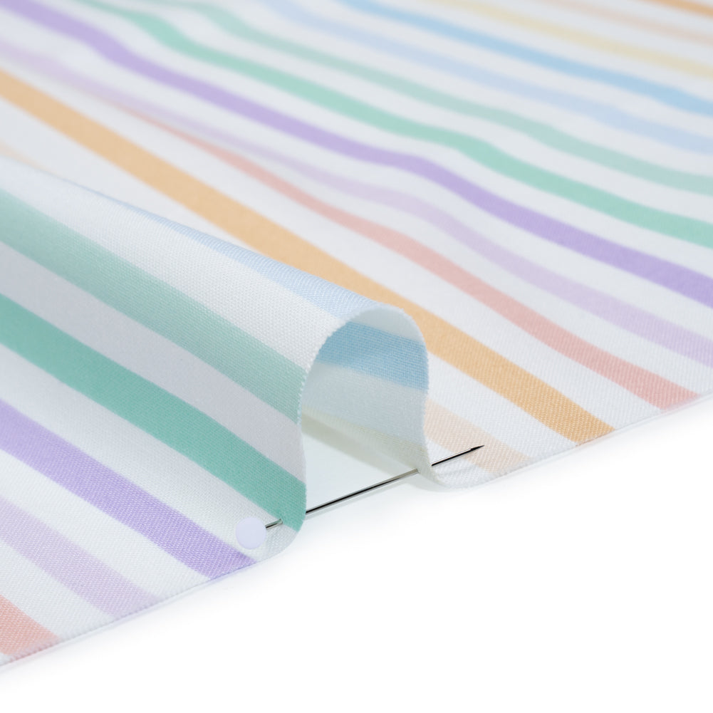 Printed Quilting Cotton by Ghazal Razavi for FIGO Studio - Pastel Rainbow and White Gummy Stripes - Dovetail Collection Detail Printed Quilting Cotton by Ghazal Razavi for FIGO Studio - Pastel Rainbow and White Gummy Stripes - Dovetail Collection Detail