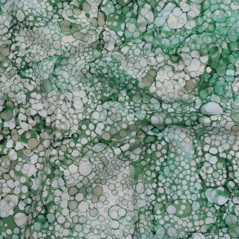 Printed Quilting Cotton by Northcott - Woodland Moss Bubbles - Bliss Collection - Drape Printed Quilting Cotton by Northcott - Woodland Moss Bubbles - Bliss Collection - Drape