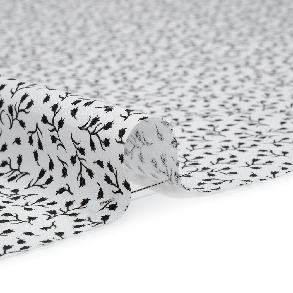 Printed Quilting Cotton by Patrick Lose for Northcott - Black on White Baby's Breath Floral - Basically Black & White Collection - Detail Printed Quilting Cotton by Patrick Lose for Northcott - Black on White Baby's Breath Floral - Basically Black & White Collection - Detail