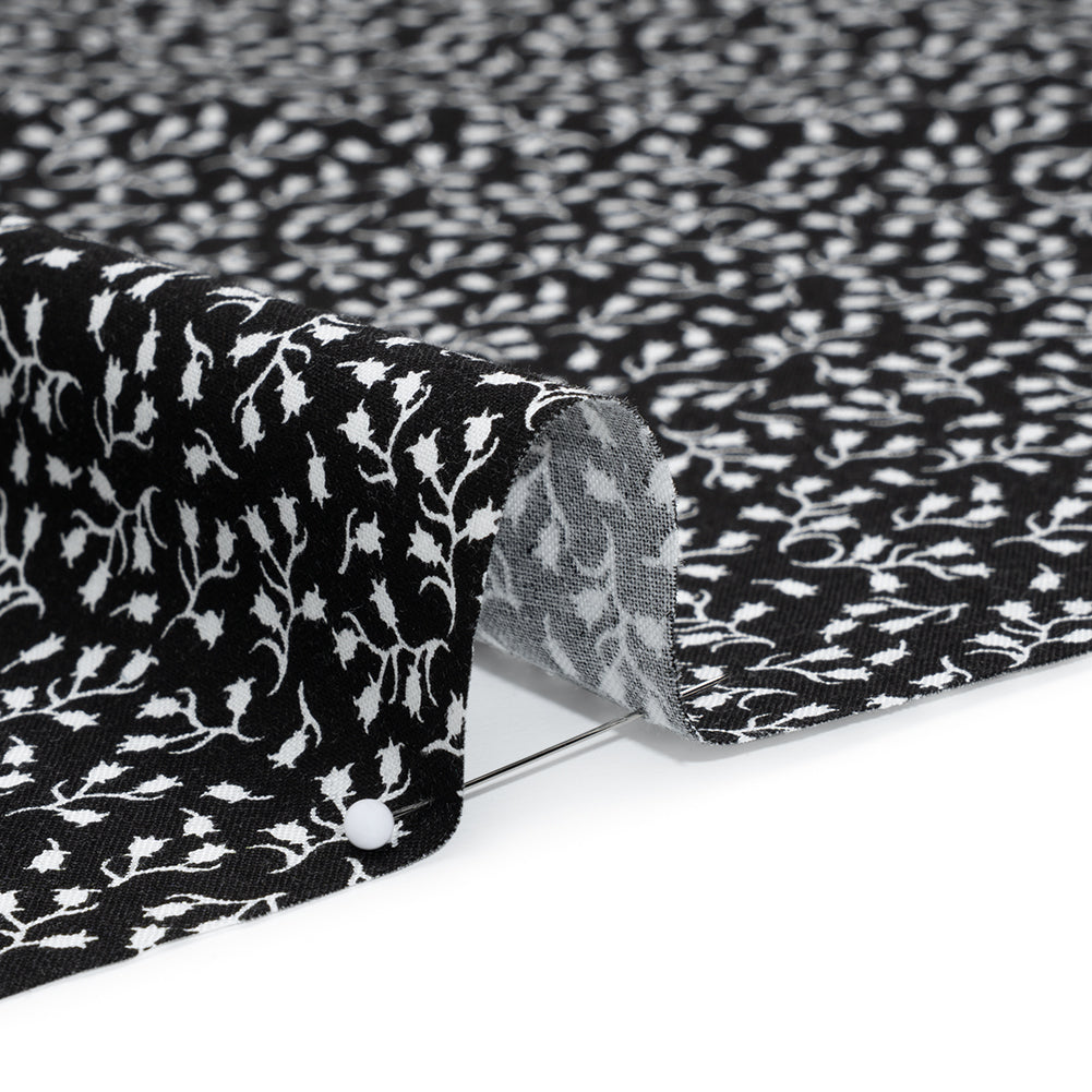 Printed Quilting Cotton by Patrick Lose for Northcott - White on Black Baby's Breath Floral - Basically Black & White Collection - Detail Printed Quilting Cotton by Patrick Lose for Northcott - White on Black Baby's Breath Floral - Basically Black & White Collection - Detail