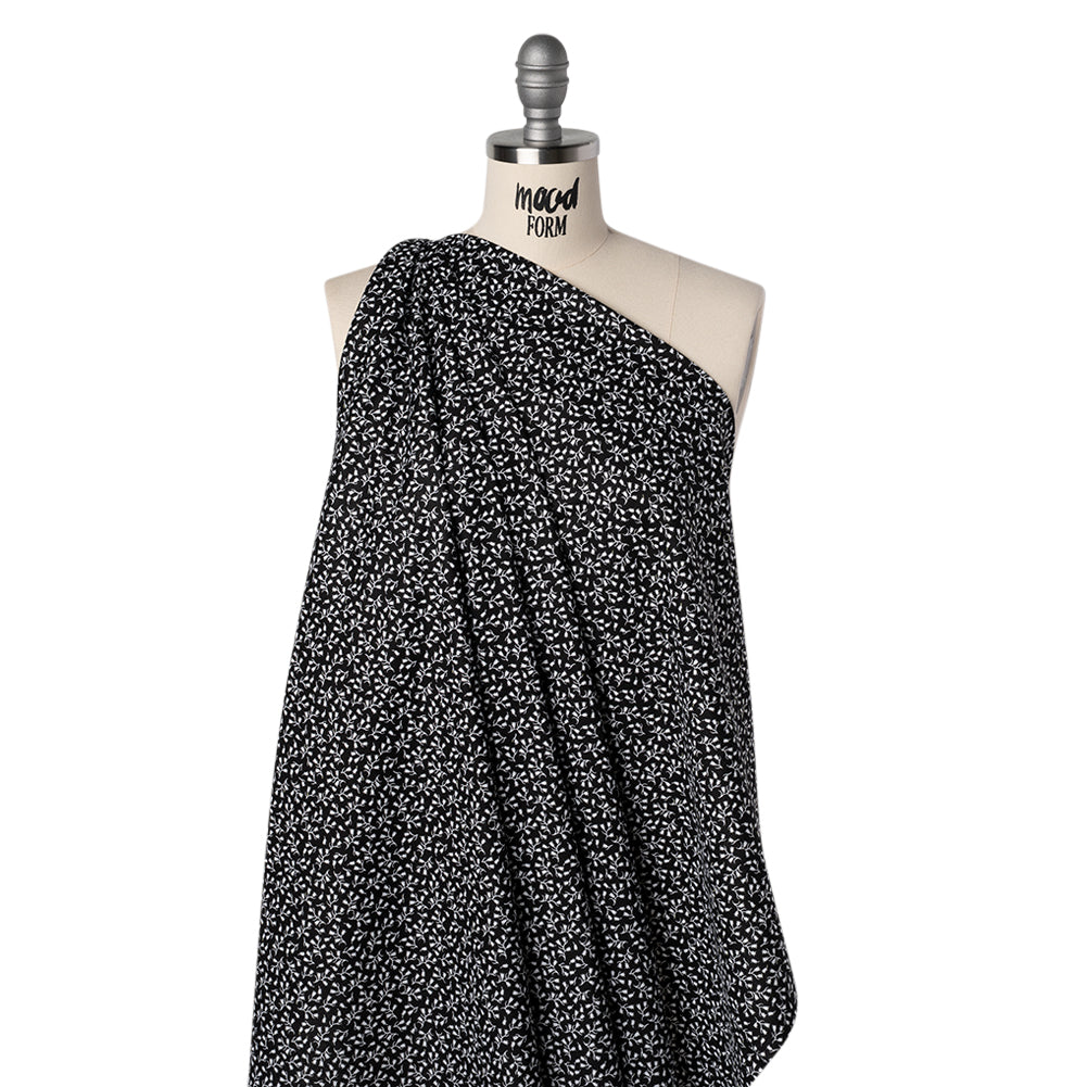 Printed Quilting Cotton by Patrick Lose for Northcott - White on Black Baby's Breath Floral - Basically Black & White Collection - Drape Printed Quilting Cotton by Patrick Lose for Northcott - White on Black Baby's Breath Floral - Basically Black & White Collection - Drape