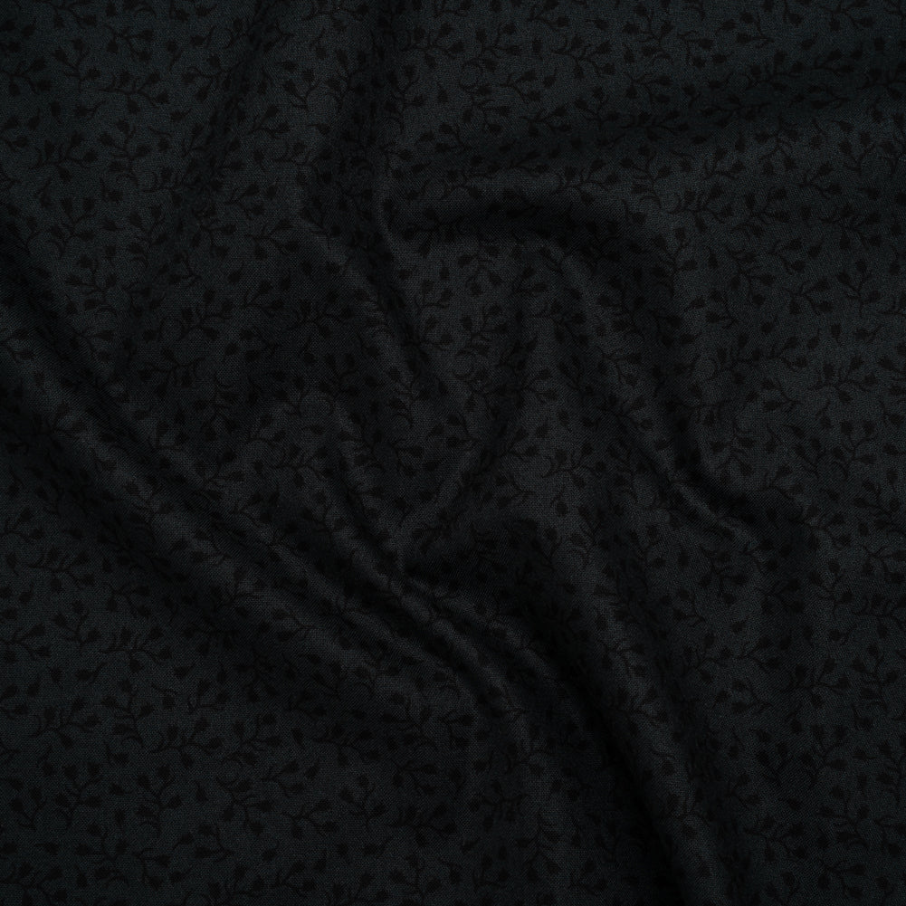 Printed Quilting Cotton by Patrick Lose for Northcott - Black on Black Baby's Breath Floral - Basically Black & White Collection Printed Quilting Cotton by Patrick Lose for Northcott - Black on Black Baby's Breath Floral - Basically Black & White Collection