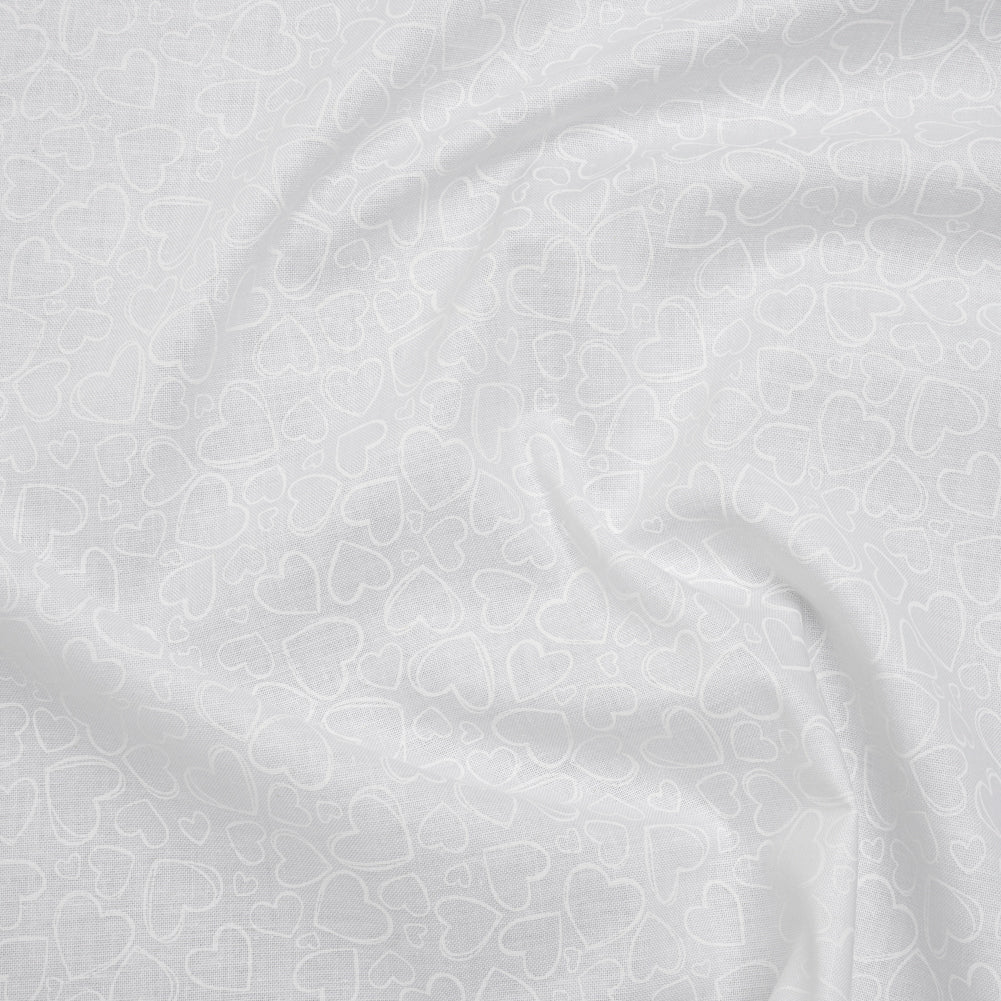 Printed Quilting Cotton by Patrick Lose for Northcott - White on White Doodle Hearts - Basically Black & White Collection Printed Quilting Cotton by Patrick Lose for Northcott - White on White Doodle Hearts - Basically Black & White Collection