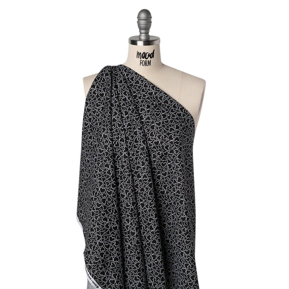 Printed Quilting Cotton by Patrick Lose for Northcott - White on Black Doodle Hearts - Basically Black & White Collection - Drape Printed Quilting Cotton by Patrick Lose for Northcott - White on Black Doodle Hearts - Basically Black & White Collection - Drape