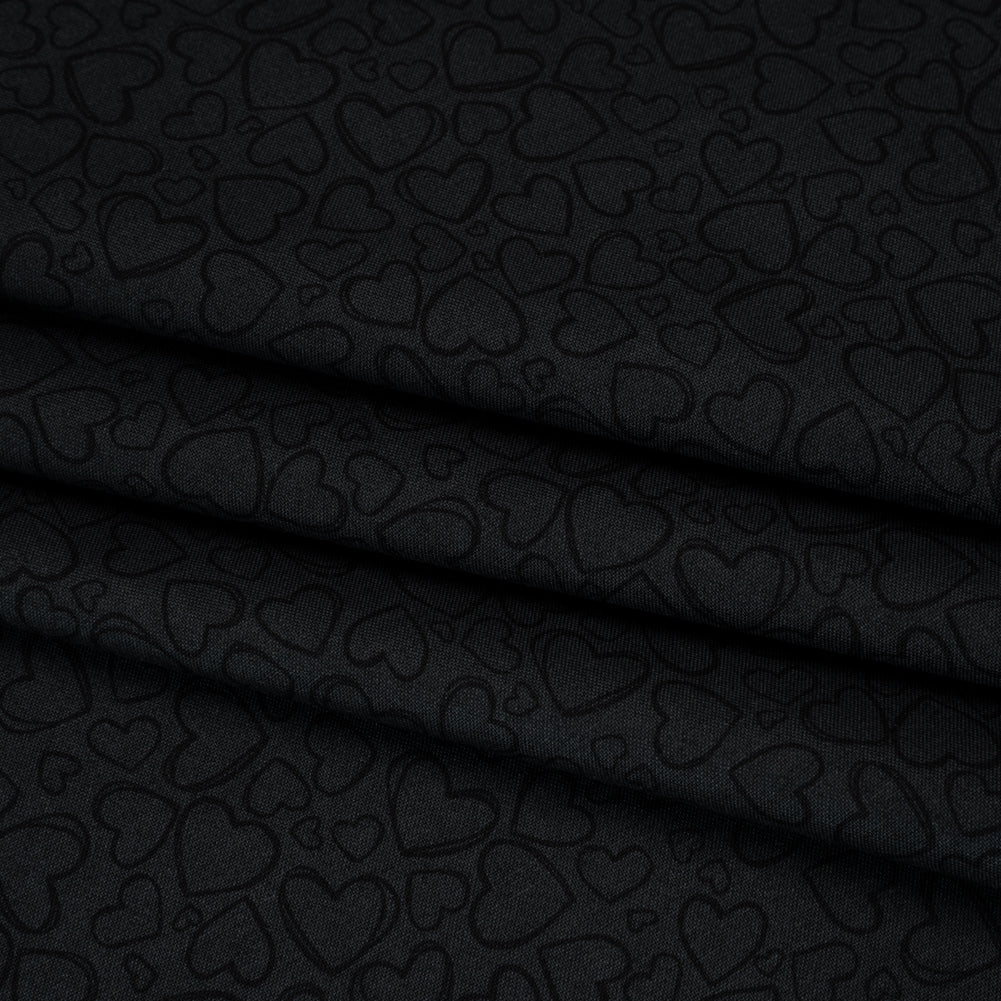 Printed Quilting Cotton by Patrick Lose for Northcott - Black on Black Doodle Hearts - Basically Black & White Collection Folded Printed Quilting Cotton by Patrick Lose for Northcott - Black on Black Doodle Hearts - Basically Black & White Collection Folded