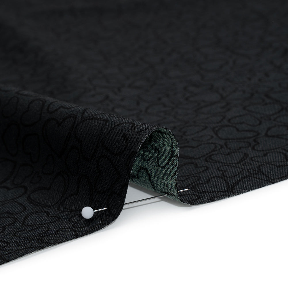 Printed Quilting Cotton by Patrick Lose for Northcott - Black on Black Doodle Hearts - Basically Black & White Collection Detail Printed Quilting Cotton by Patrick Lose for Northcott - Black on Black Doodle Hearts - Basically Black & White Collection Detail