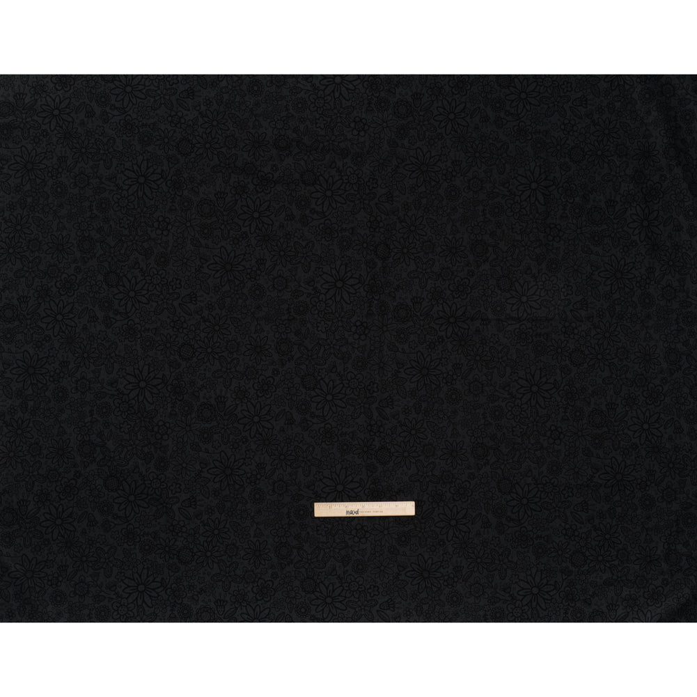 Printed Quilting Cotton by Patrick Lose for Northcott - Black on Black Groovy Garden Floral - Basically Black & White Collection Full Printed Quilting Cotton by Patrick Lose for Northcott - Black on Black Groovy Garden Floral - Basically Black & White Collection Full