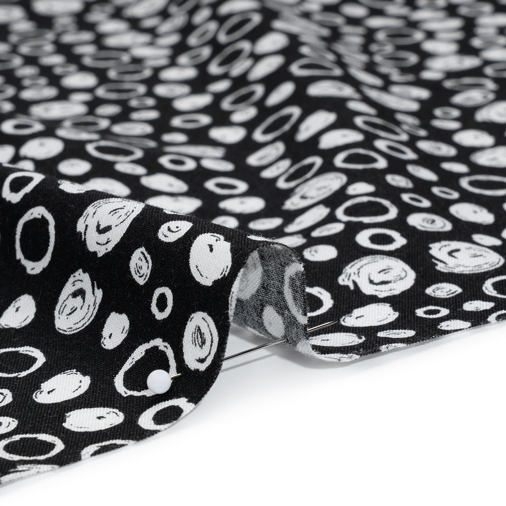 Printed Quilting Cotton by Patrick Lose for Northcott - White on Black Scribble Spots - Basically Black & White Collection Printed Quilting Cotton by Patrick Lose for Northcott - White on Black Scribble Spots - Basically Black & White Collection