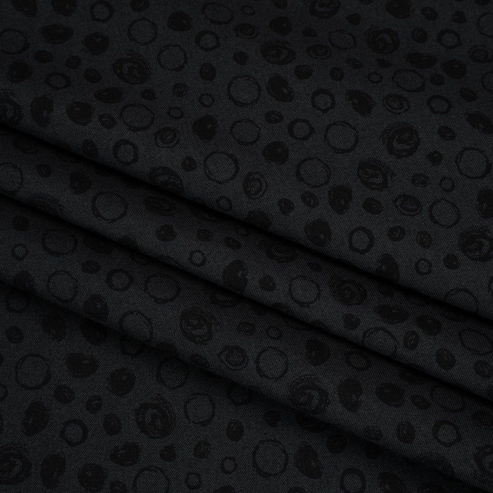 Printed Quilting Cotton by Patrick Lose for Northcott - Black on Black Scribble Spots - Basically Black & White Collection Folded Printed Quilting Cotton by Patrick Lose for Northcott - Black on Black Scribble Spots - Basically Black & White Collection Folded