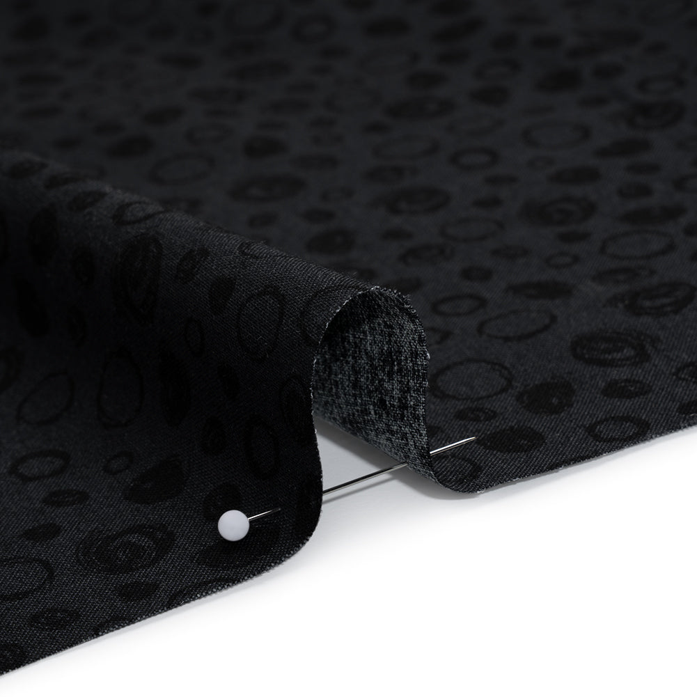 Printed Quilting Cotton by Patrick Lose for Northcott - Black on Black Scribble Spots - Basically Black & White Collection Detail Printed Quilting Cotton by Patrick Lose for Northcott - Black on Black Scribble Spots - Basically Black & White Collection Detail