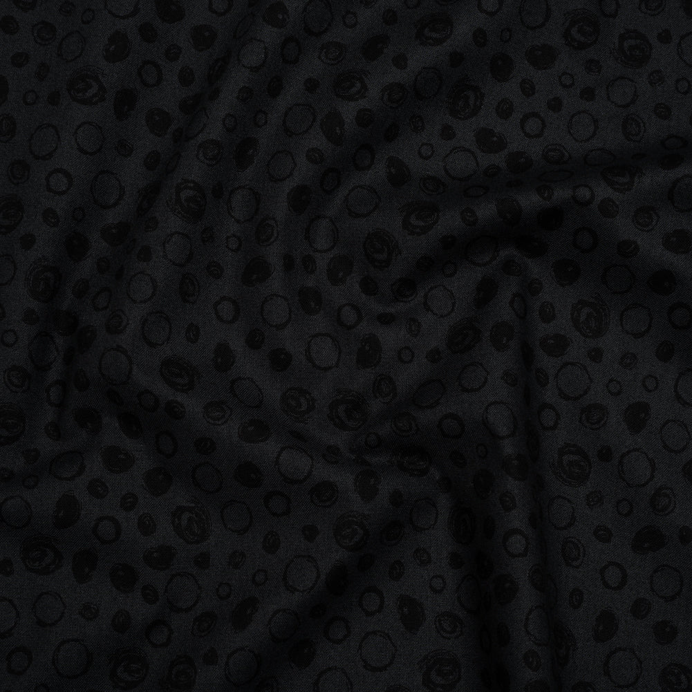 Printed Quilting Cotton by Patrick Lose for Northcott - Black on Black Scribble Spots - Basically Black & White Collection Printed Quilting Cotton by Patrick Lose for Northcott - Black on Black Scribble Spots - Basically Black & White Collection