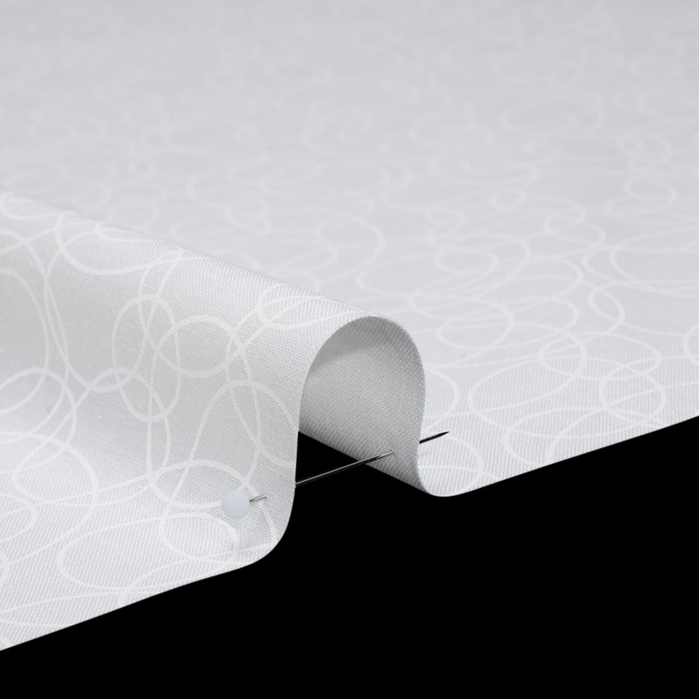Printed Quilting Cotton by Patrick Lose for Northcott - White on White Tangled Circles - Basically Black & White Collection Detail Printed Quilting Cotton by Patrick Lose for Northcott - White on White Tangled Circles - Basically Black & White Collection Detail