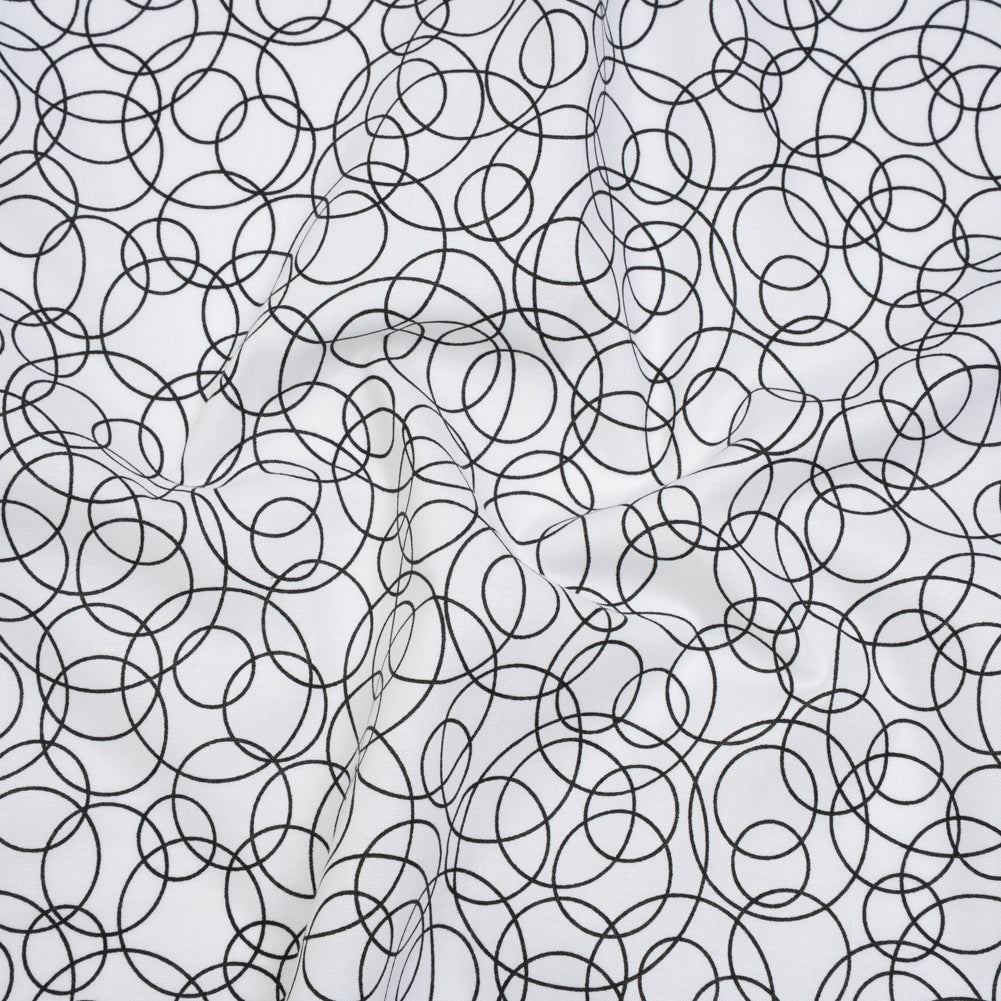 Printed Quilting Cotton by Patrick Lose for Northcott - Black on White Tangled Circles - Basically Black & White Collection Printed Quilting Cotton by Patrick Lose for Northcott - Black on White Tangled Circles - Basically Black & White Collection