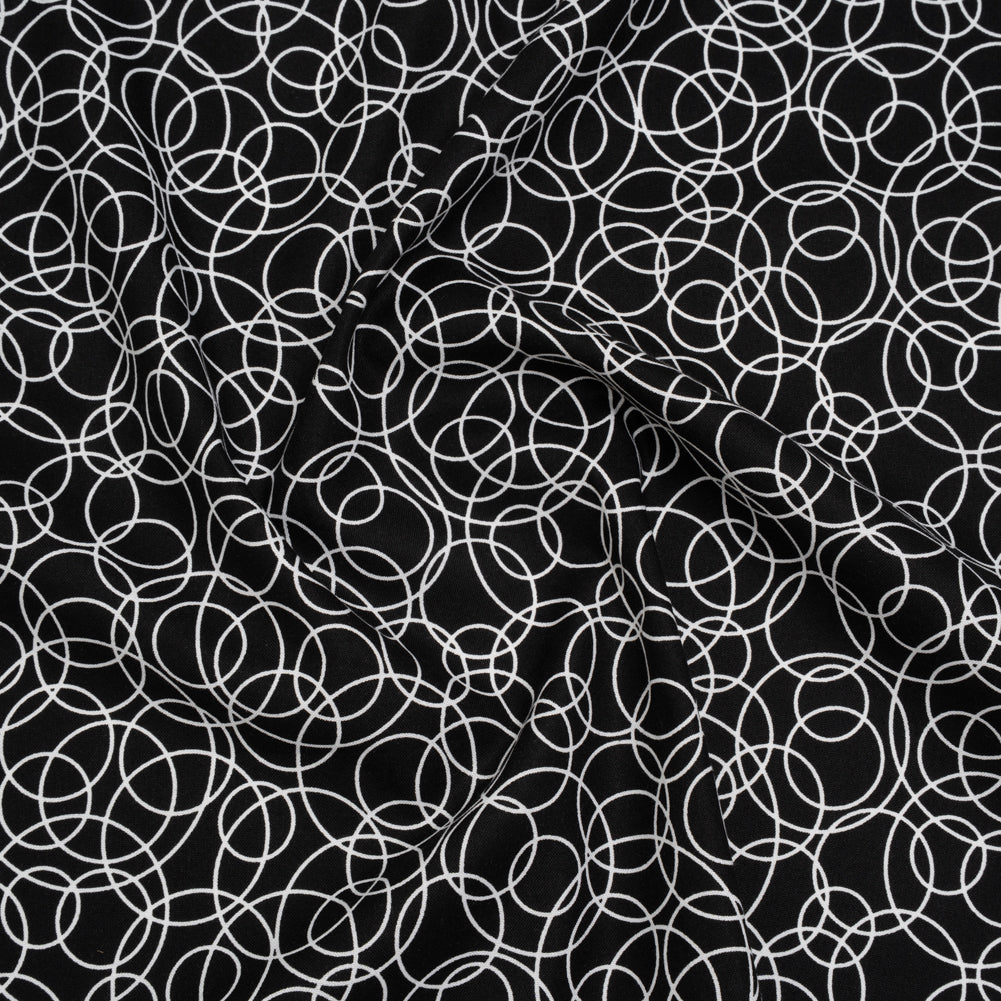 Printed Quilting Cotton by Patrick Lose for Northcott - White on Black Tangled Circles - Basically Black & White Collection Printed Quilting Cotton by Patrick Lose for Northcott - White on Black Tangled Circles - Basically Black & White Collection