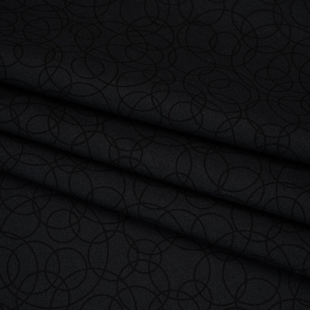 Printed Quilting Cotton by Patrick Lose for Northcott - Black on Black Tangled Circles - Basically Black & White Collection - Folded Printed Quilting Cotton by Patrick Lose for Northcott - Black on Black Tangled Circles - Basically Black & White Collection - Folded