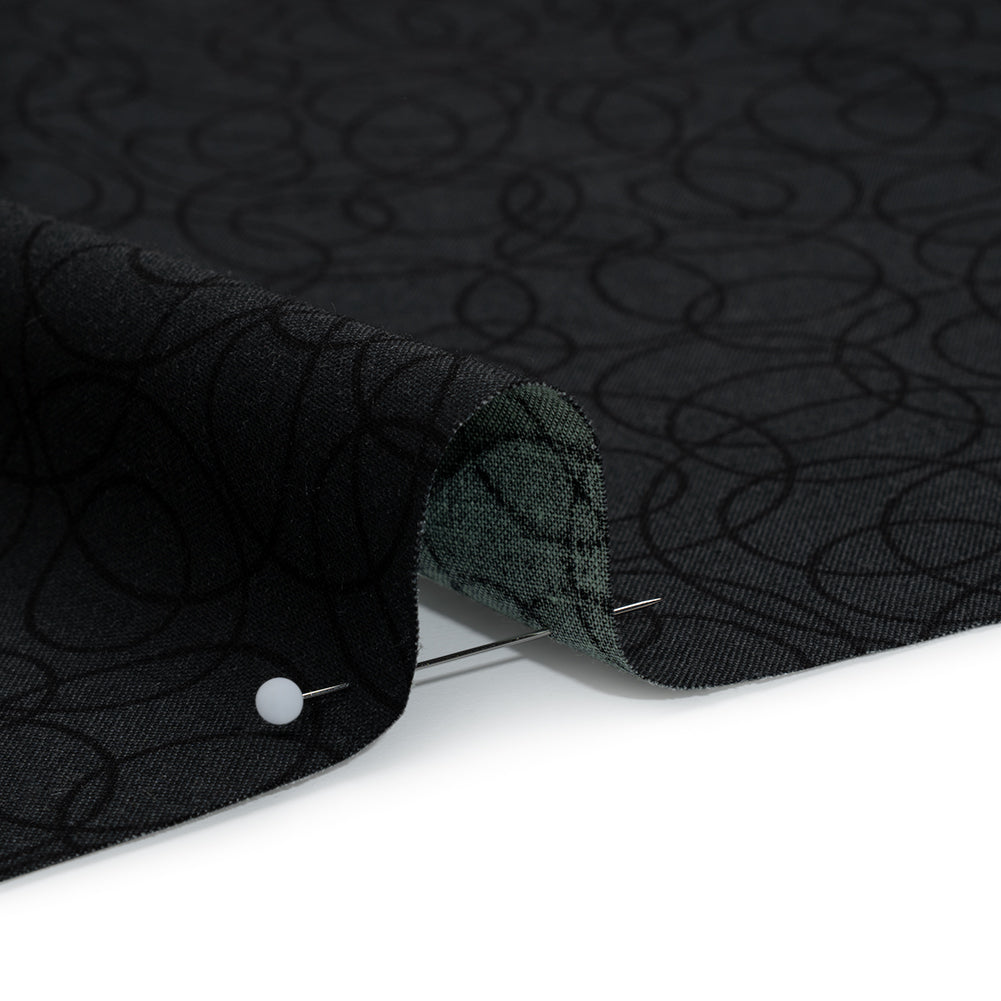 Printed Quilting Cotton by Patrick Lose for Northcott - Black on Black Tangled Circles - Basically Black & White Collection - Detail Printed Quilting Cotton by Patrick Lose for Northcott - Black on Black Tangled Circles - Basically Black & White Collection - Detail