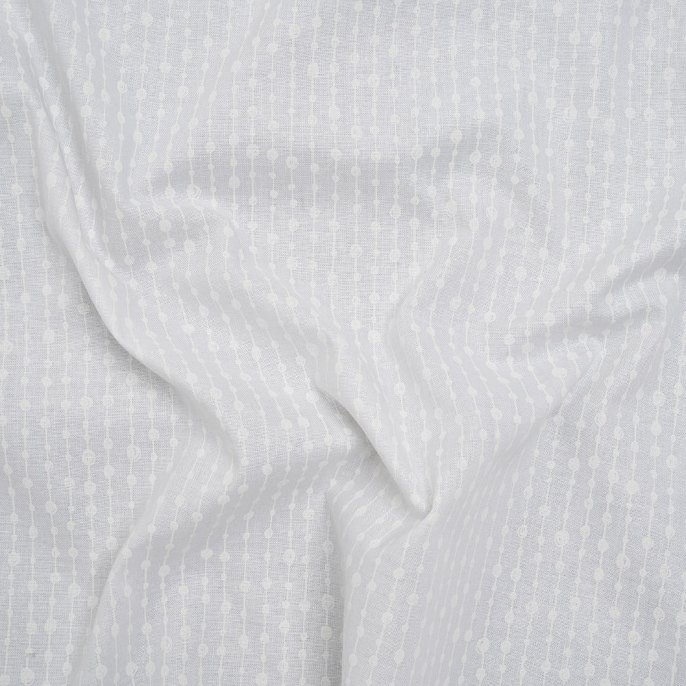 Printed Quilting Cotton by Patrick Lose for Northcott - White on White Doodle Beaded Stripe - Basically Black & White Collection Printed Quilting Cotton by Patrick Lose for Northcott - White on White Doodle Beaded Stripe - Basically Black & White Collection