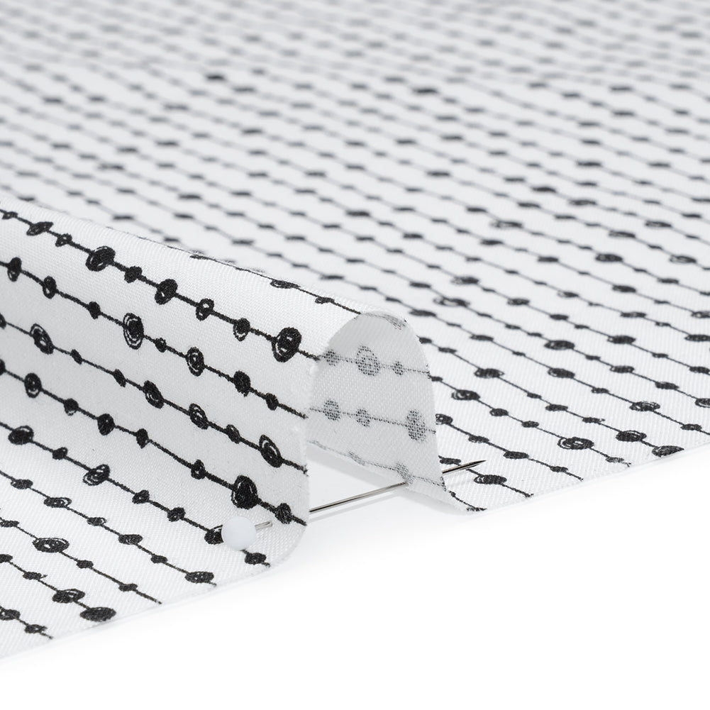 Printed Quilting Cotton by Patrick Lose for Northcott - Black on White Doodle Beaded Stripe - Basically Black & White Collection - Detail Printed Quilting Cotton by Patrick Lose for Northcott - Black on White Doodle Beaded Stripe - Basically Black & White Collection - Detail
