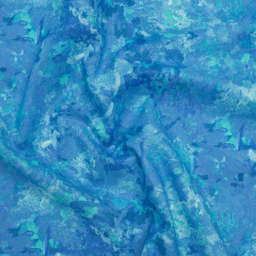 Printed Quilting Cotton by Deborah Edwards for Northcott Studio - Bahama Blue Painterly Abstract - Chroma Collection Printed Quilting Cotton by Deborah Edwards for Northcott Studio - Bahama Blue Painterly Abstract - Chroma Collection