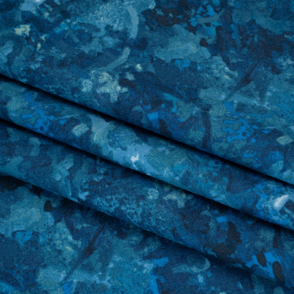 Printed Quilting Cotton by Deborah Edwards for Northcott Studio - Lapis Painterly Abstract - Chroma Collection - Folded Printed Quilting Cotton by Deborah Edwards for Northcott Studio - Lapis Painterly Abstract - Chroma Collection - Folded