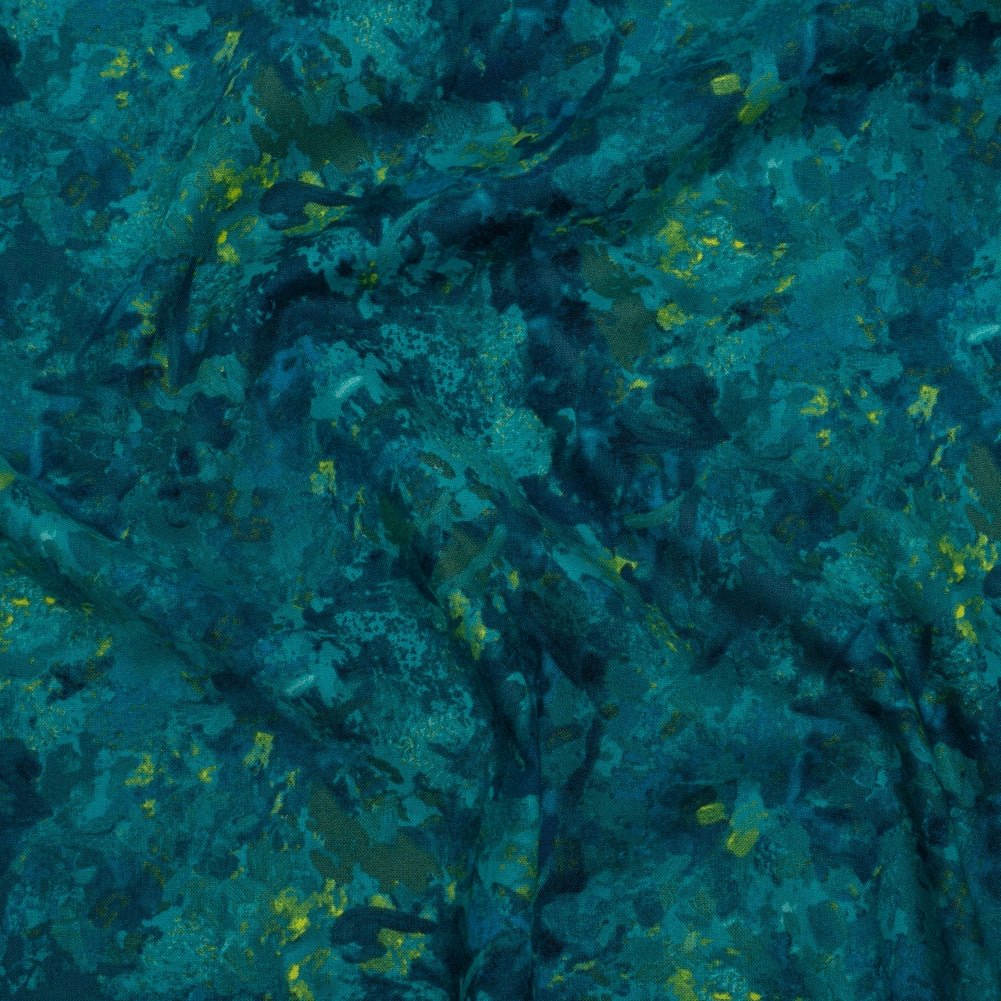 Printed Quilting Cotton by Deborah Edwards for Northcott Studio - Peacock Painterly Abstract - Chroma Collection Printed Quilting Cotton by Deborah Edwards for Northcott Studio - Peacock Painterly Abstract - Chroma Collection