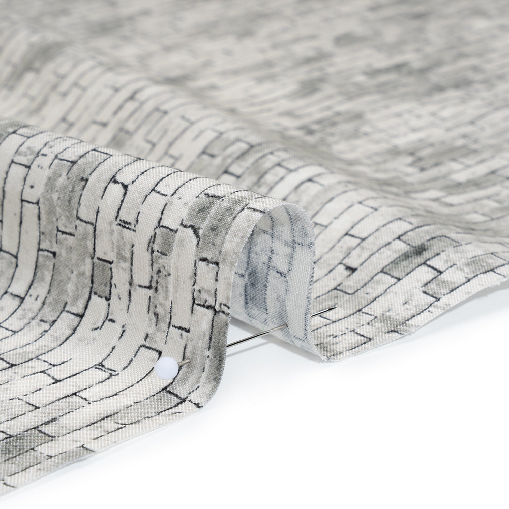 Printed Quilting Cotton by Northcott Studio - Mid Gray Brick - Naturescapes Collection - Detail Printed Quilting Cotton by Northcott Studio - Mid Gray Brick - Naturescapes Collection - Detail