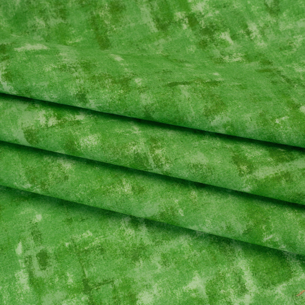 Printed Quilting Cotton by Patrick Lose for Northcott - Grasshopper Jazzy Painted Texture - Tonal Trios Collection - Folded Printed Quilting Cotton by Patrick Lose for Northcott - Grasshopper Jazzy Painted Texture - Tonal Trios Collection - Folded