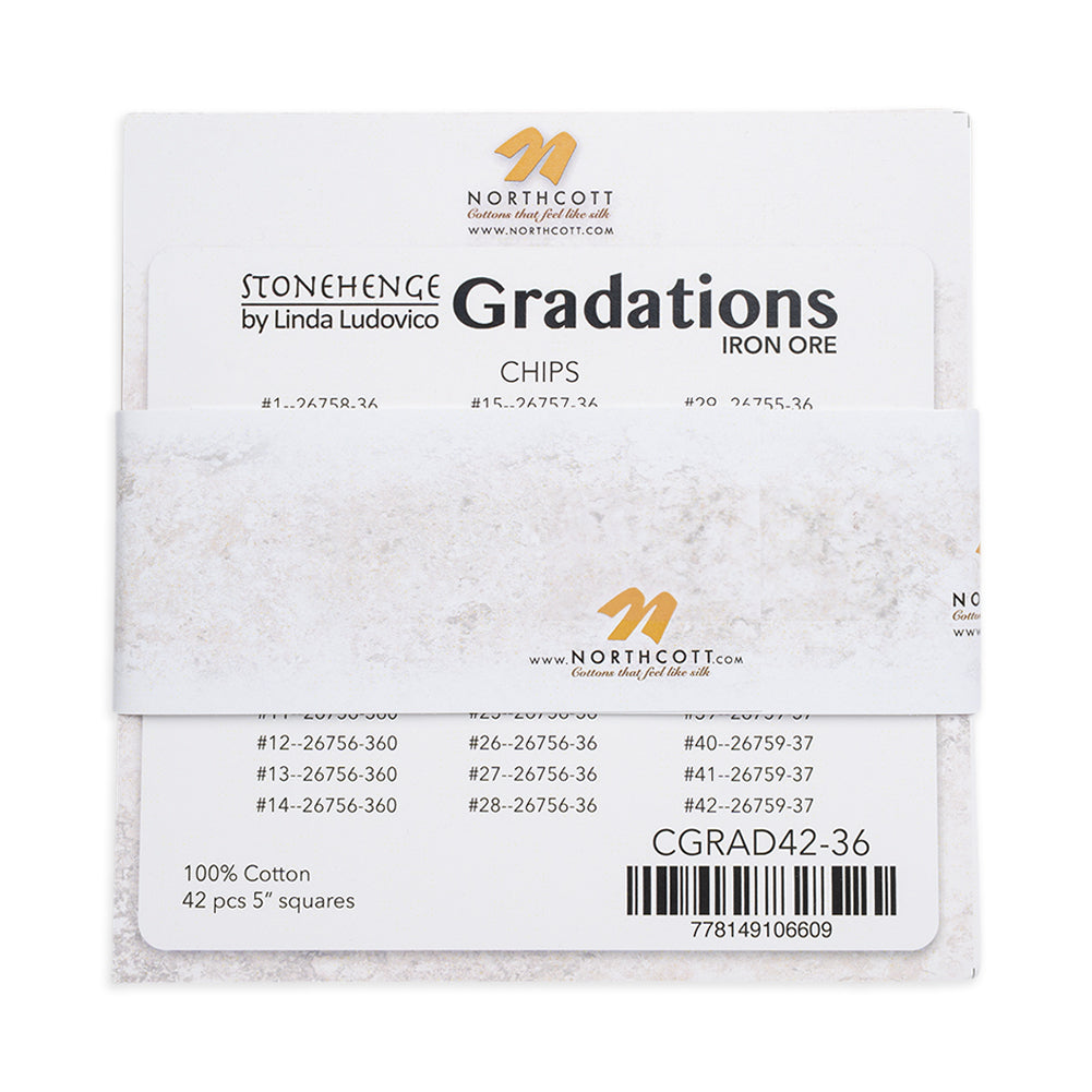 Stonehenge Quilting Cotton Chips 5" Square Precuts - Iron Ore - Gradations II Collection Detail Stonehenge Quilting Cotton Chips 5" Square Precuts - Iron Ore - Gradations II Collection Detail