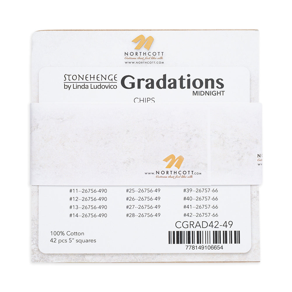 Stonehenge Quilting Cotton Chips 5" Square Precuts - Midnight - Gradations II Collection Stonehenge Quilting Cotton Chips 5" Square Precuts - Midnight - Gradations II Collection