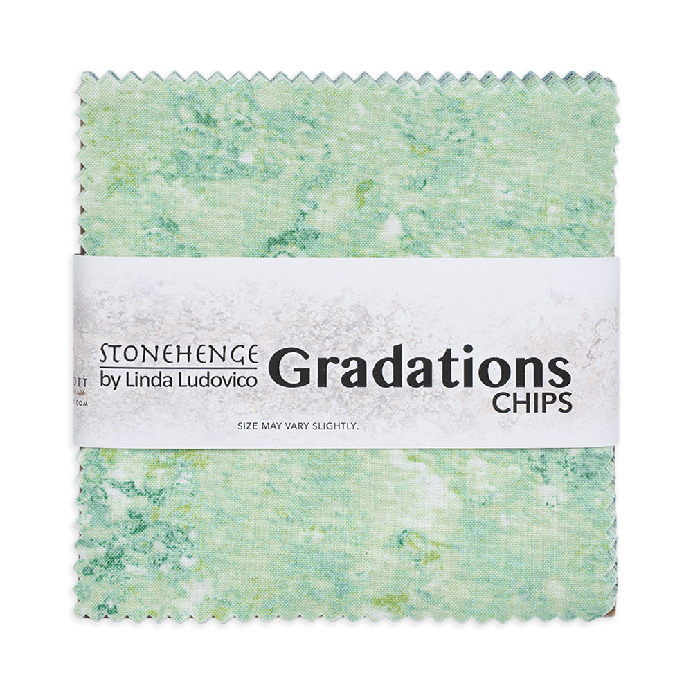 Stonehenge Quilting Cotton Chips 5" Square Precuts - Pine Ridge - Gradations II Collection Stonehenge Quilting Cotton Chips 5" Square Precuts - Pine Ridge - Gradations II Collection