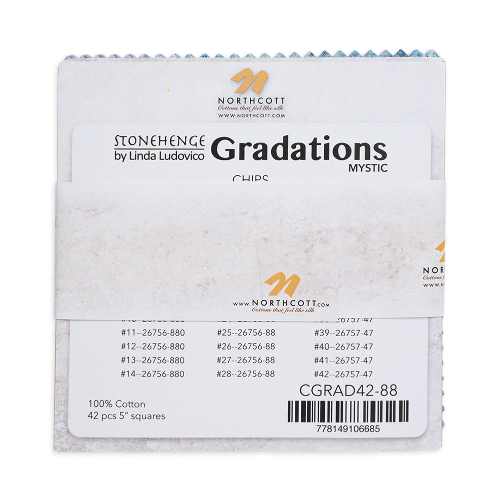 Stonehenge Quilting Cotton Chips 5" Square Precuts - Mystic - Gradations II Collection - Detail Stonehenge Quilting Cotton Chips 5" Square Precuts - Mystic - Gradations II Collection - Detail