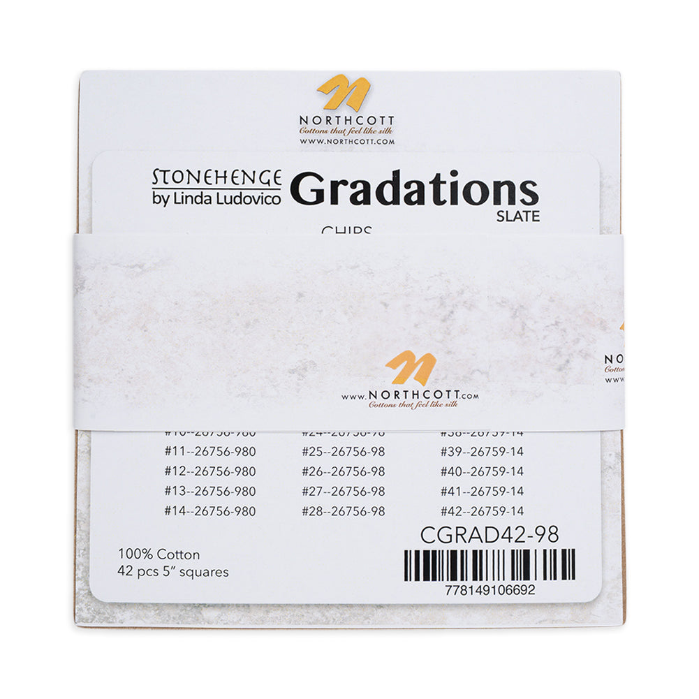 Stonehenge Quilting Cotton Chips 5" Square Precuts - Slate - Gradations II Collection Stonehenge Quilting Cotton Chips 5" Square Precuts - Slate - Gradations II Collection