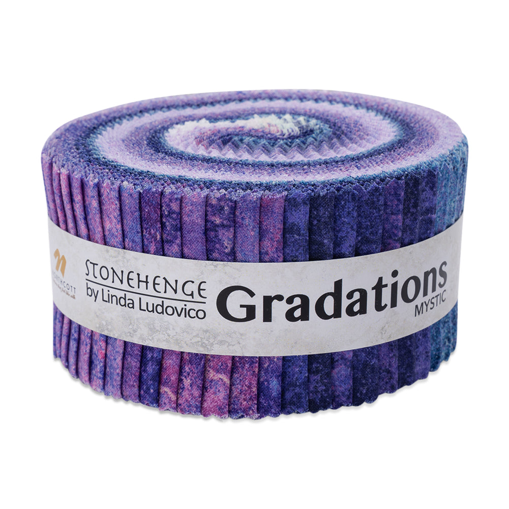 Stonehenge Quilting Cotton Strip Roll 2.5" Strip Precuts - Mystic - Gradations II Collection Stonehenge Quilting Cotton Strip Roll 2.5" Strip Precuts - Mystic - Gradations II Collection